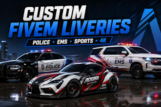design custom fivem car  livery skins, police, ems, sportds 4k