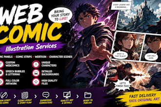 draw webcomic panels, comic strips and cartoon scenes