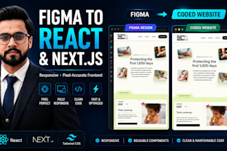 convert figma to react or nextjs responsive website