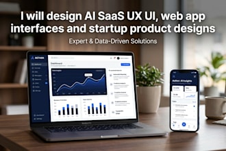 design ai saas UX UI, web app interfaces and startup product designs