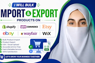 do bulk import and export products on shopify, ebay, etsy, woocommerce, wayfair