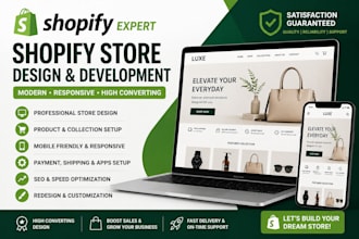 build shopify store, shopify store design, shopify business  development