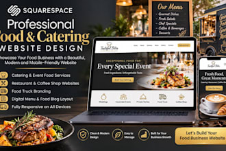 create squarespace catering  food service event food coffee shop website