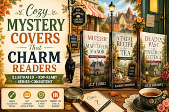 design a charming cozy mystery book cover for amazon KDP