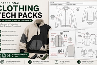 create tech packs and technical flats for fashion clothing