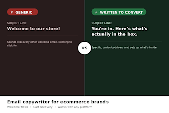 write email copy for your existing welcome and cart recovery flows