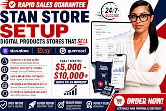 rapid sales guarantee stan store setup, digital products etsy stan gumroad store