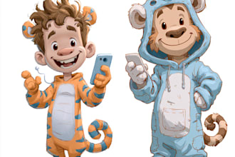 draw an eyecatchy mascot, animal cartoon character