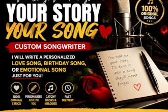 write a personalized love song, birthday song, or custom emotional song for you
