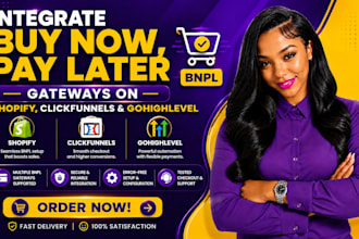 integrate buy now pay later gateways on shopify, clickfunnels and gohighlevel