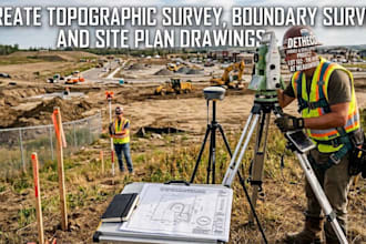 create topographic survey, boundary survey and site plan drawings