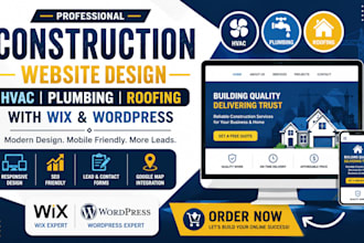 construction website hvac plumbing roofing website  wix wordpress
