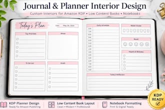 design your journal, planner, or low content book interior