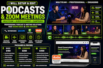 podcasts riverside zoom meeting multicam audio cleanup camtasia wix website