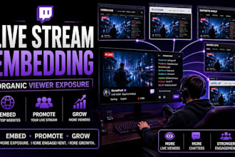 embed your twitch live stream to bring organic live viewers and chatters