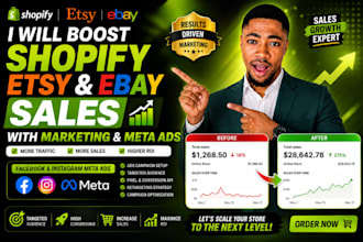 boost shopify etsy ebay sales shopify promotion fb meta ads marketing campaign