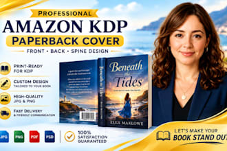 design an amazon KDP paperback book cover front bac k and spine