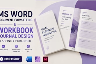 ms word document formatting, workbook journal design in affinity publisher