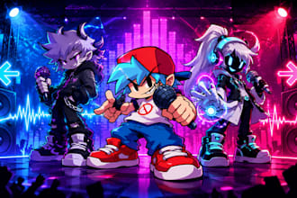 design fnf character sprites and animations for your mod game