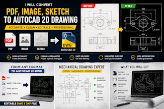 create professional 2d autocad mechanical drawings