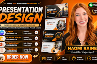 do pitch deck, powerpoint presentation design, google, canva slides and figma