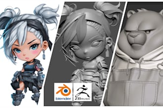 create custom 3d chibi character, funko pop toy figure miniature 3d printing stl