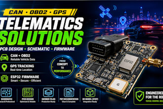 develop can obd2 gps telematics pcb schematic and firmware for vehicle tracking