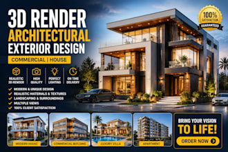 3d render architectural exterior design commercial  house