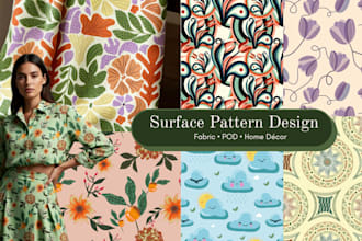 create seamless surface pattern design for fabric and print