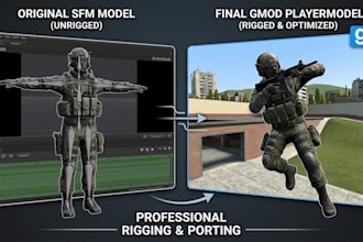 professionally rig and port sfm model to gmod aka garrys mod