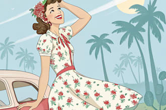 draw your pin up girl in a retro style or comic pinup