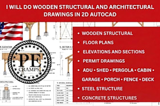 do wooden structure roof, wall, pergola, patio and deck framing plan design
