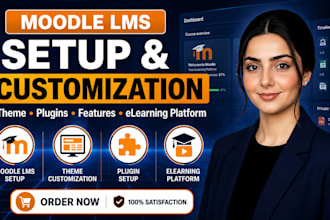 setup moodle lms theme, plugin and feature customization for e learning platform