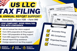 prepare your US llc tax return form 5472,1120, and annual report