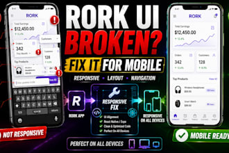 fix rork responsive UI, mobile layout, navigation and app design issues
