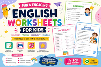 create fun printable english worksheets for kids