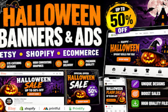 design halloween etsy shopify ecommerce banners  ads promotional graphics