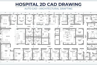 create hospital 2d cad and permit drawings in autocad