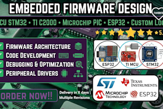 design embedded firmware for mcu stm32, ti, microchip, esp32
