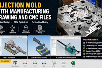 design injection mold with manufacturing drawing and cnc file