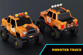 custom3d moster truck,racing car render,rc offroad buggy,truggy car 3mf,body kit