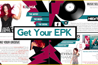 design dj press kit, artist epk, music epk, musician media kit, dj one sheet epk