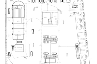 presentation ready2d site plan layout for commercial complex,rough sketch to dwg