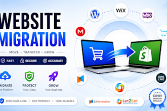 clone website migration miva to shopify to opencart surecart wix to wordpress