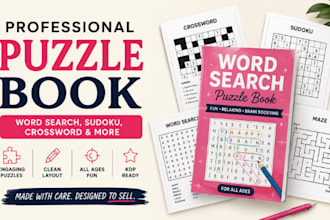 design KDP puzzle book, word search, sudoku, crossword, and activity book