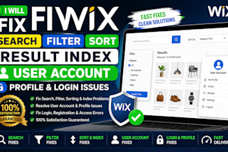 fix wix search filter sort result index user account profile login issues