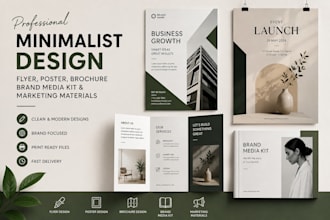 design minmalist flyer, poster, brochure or brand media kit marketing materials