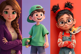 custom 3d cartoon character stylized 3d character convert 2d to 3d mascot model