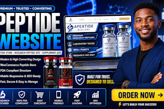 build peptide website, research peptide store, supplement and biotech website