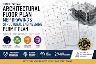 do architectural floor plan, mep drawing and structural engineering permit plan